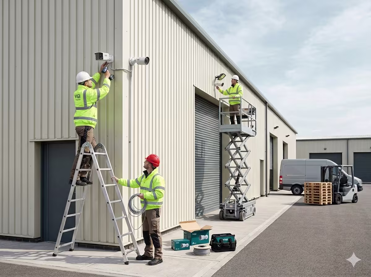 CCTV camera installed on a commercial building